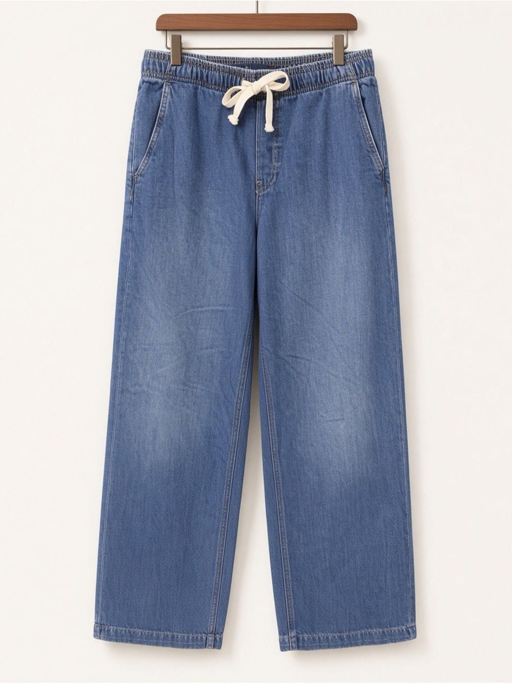 GAP High Rise Wide Leg Jeans M Long Pull-on Drawstring Denim